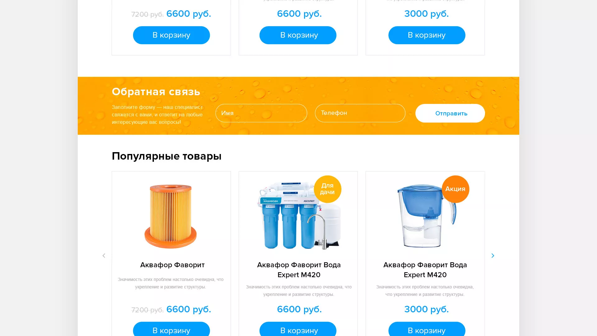 Создание интернет-магазина «Водолей» по продаже фильтров очистных сооружений в Новой Ладоге