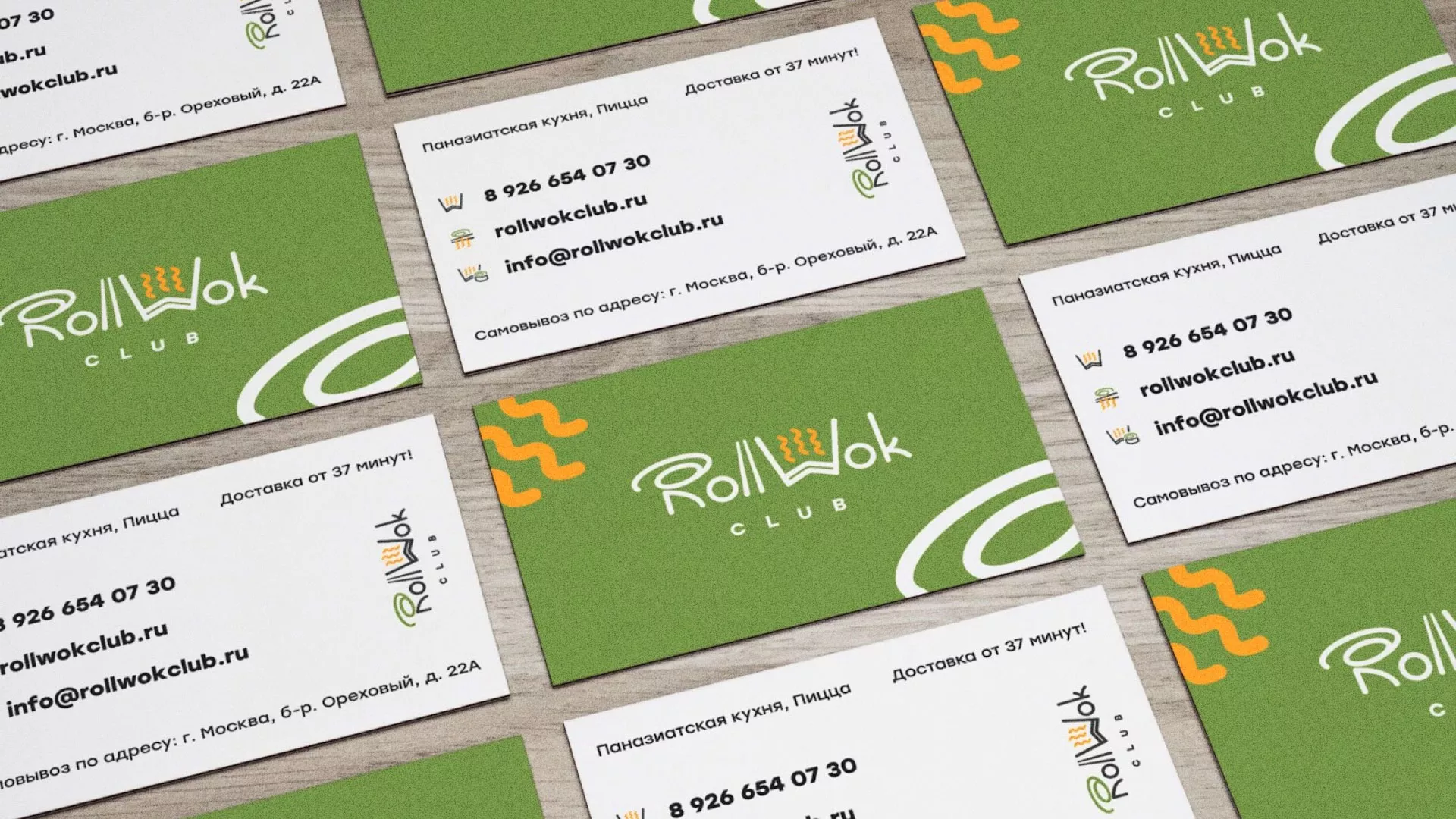 Разработка дизайна визиток суши-бара «Roll Wok Club» в Новой Ладоге